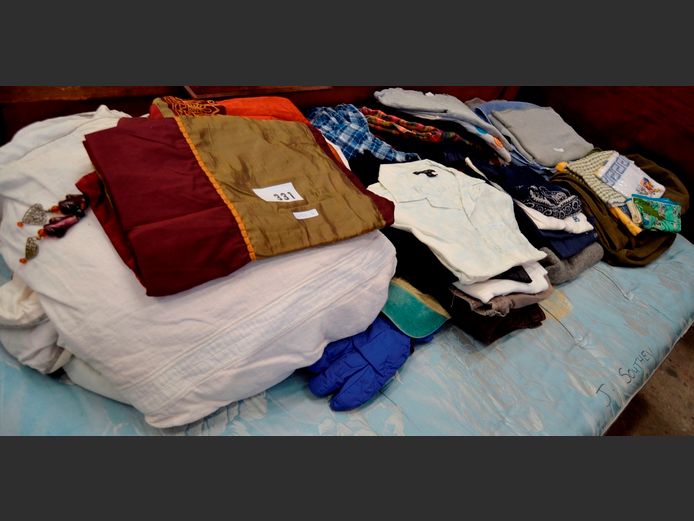 BEDDING, TOWELS, CLOTHING, etc
