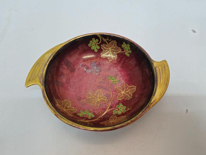 Vintage Carlton Ware 'Rouge Royale' Gilt and Enamel Vine Motif Handled Dish