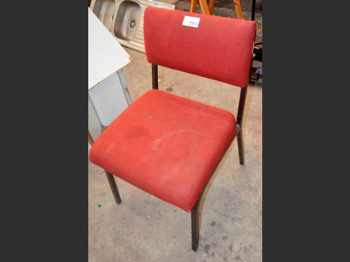 BURGUNDY UPHOLSTERED VISITOR'S CHAIR [Needs a clean]