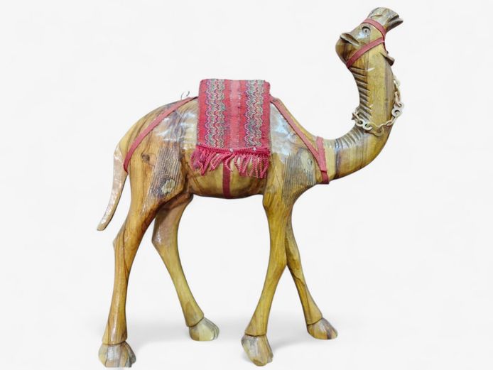 Large Hand Carved Wooden Olive Wood Camel