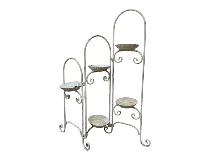 Vintage French-Style Folding Tiered Metal Plant Stand