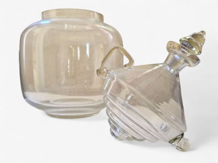 Clear Glass Honey Pot & Large Glass Jar