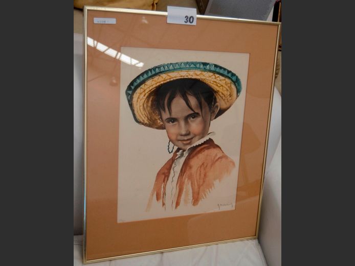 FRAMED PRINT "PORTRAIT OF A BOY", SIGNED & NUMBERED 259/350, 41.5 x 32cm