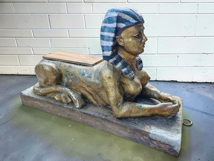 Vintage Life-Sized Egyptian Sphinx Fiberglass Bench