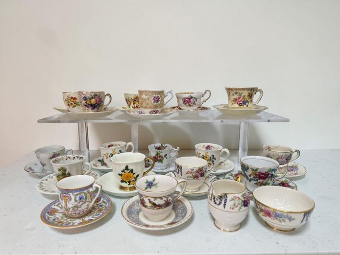 Collection of Antique English Duo Sets: Royal Albert, Crown Devon & More