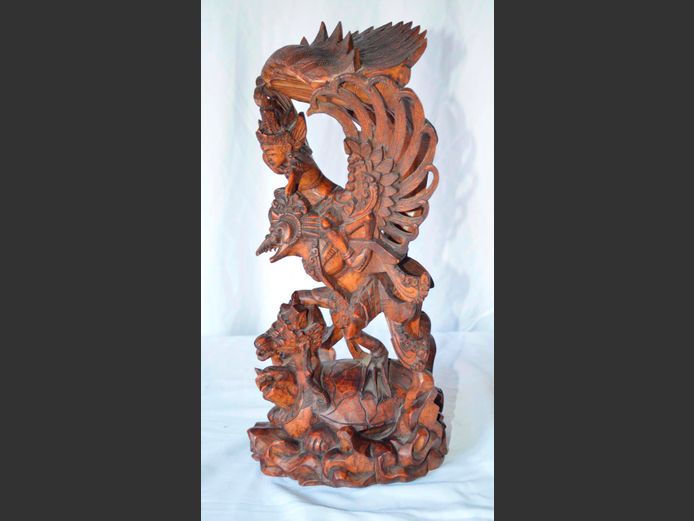 HAND CARVED VISHNU SCULPTURE, 43cm High