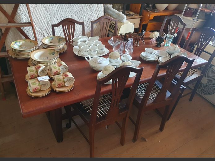 IMBUIA 6-SEATER EXTENSION DINING TABLE WITH MATCHING CHAIRS