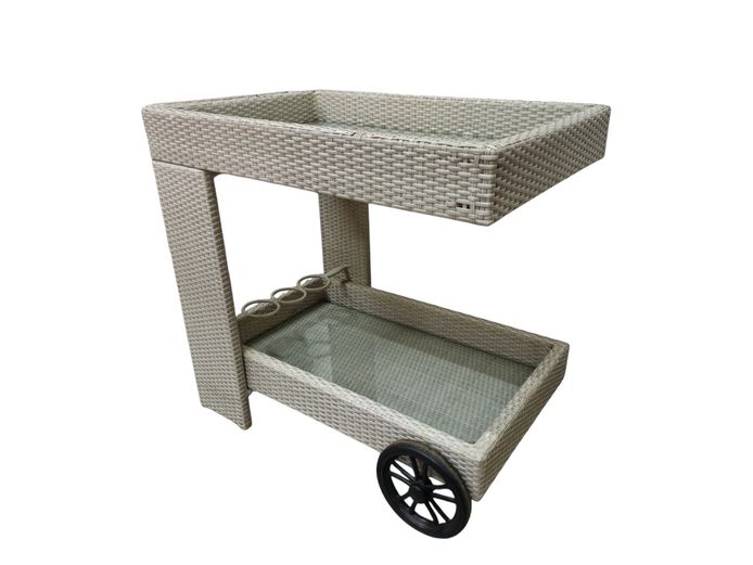 Modern All-Weather Wicker Mobile Bar Cart