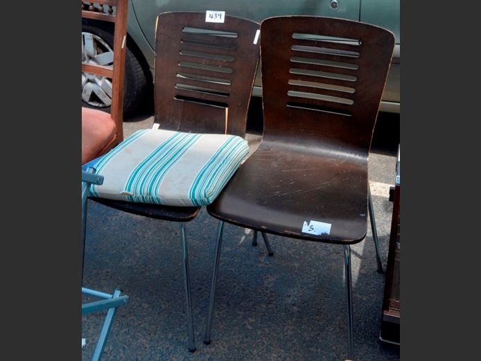 PAIR DINING CHAIRS [Scuffed, 1 chair damaged]