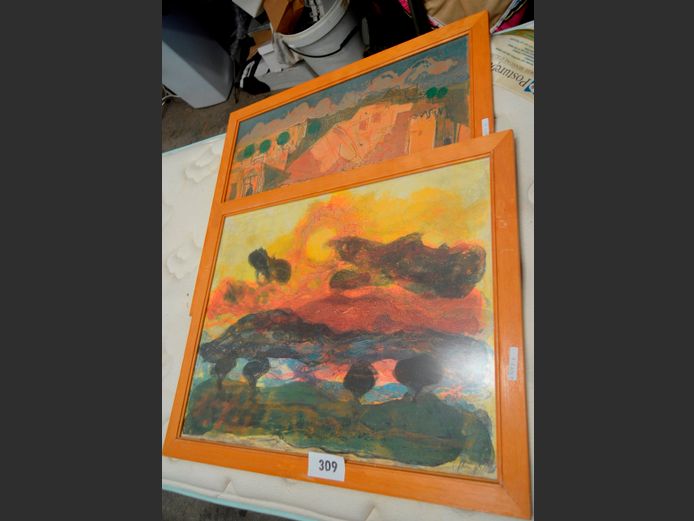 PAIR FRAMED PRINTS, 63 x 50cm