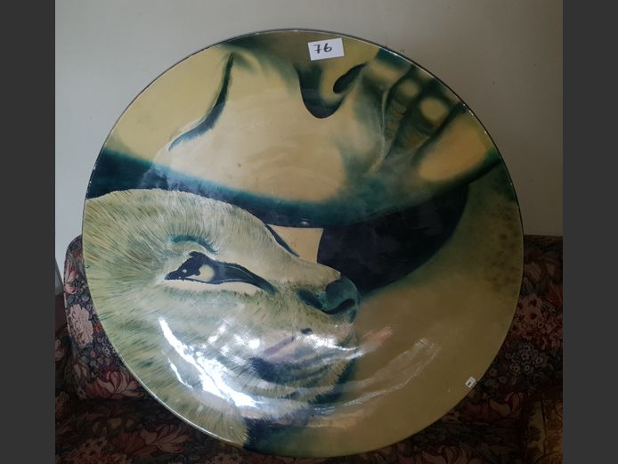 GLASS FIBRE HAND PAINTED DECORATIVE WALL PLATE "FACES"