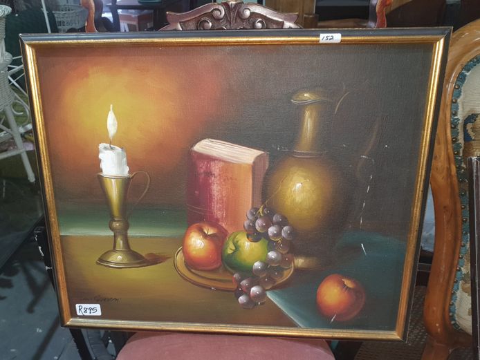 GILT FRAMED OIL ON BOARD "STILL LIFE", 50 x 40cm