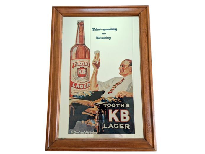 Tooth's KB Lager Framed Advertising Mirror