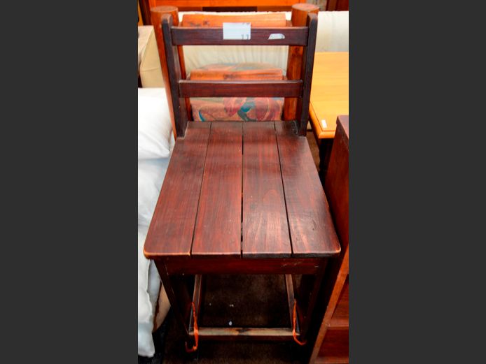 STAINED PINE BAR CHAIR, 72cm high