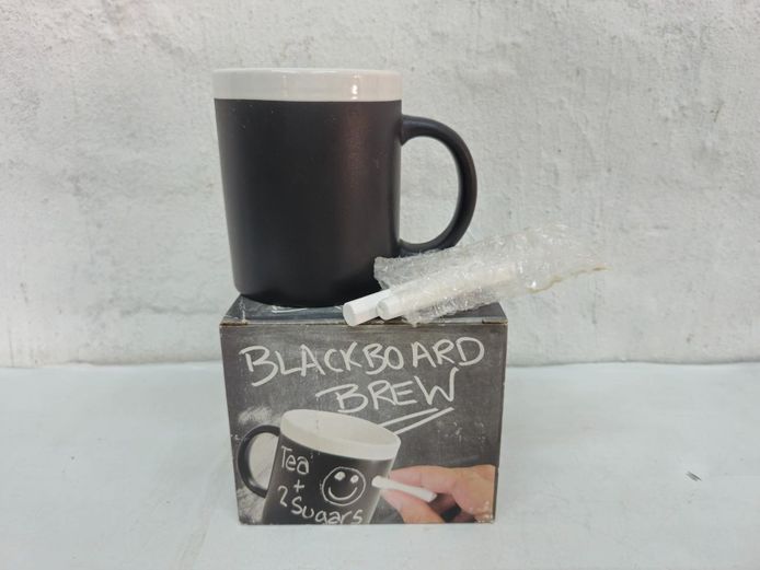 Blackboard Brew Ceramic Chalk Mug with Chalk Set (New)