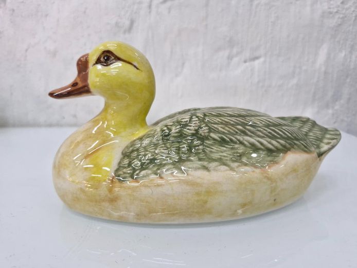 Glazed Ceramic Duck Figurine (Signed ADS)