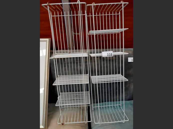 LOT OF 2: WHITE METAL 4-TIER SHELVES, 26 x 19 x 85cm	