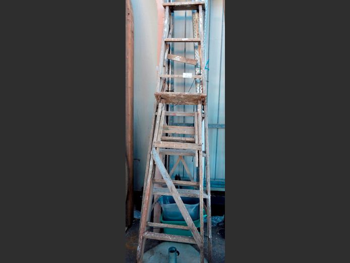 WOODEN 5-STEP LADDER & ANOTHER