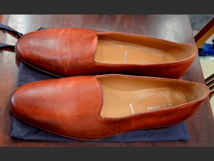 PAIR VERO CUOIO ITALIAN BROWN LEATHER MENS SHOES [Size 12]