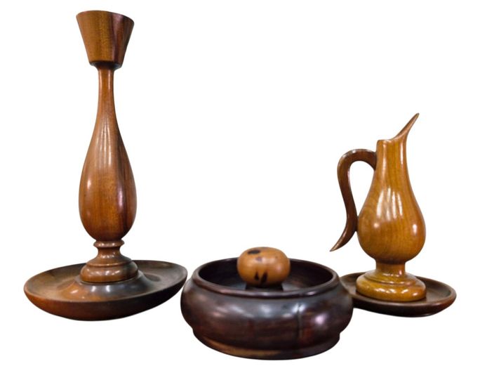 Stinkwood Hand Carved Vintage Ornaments