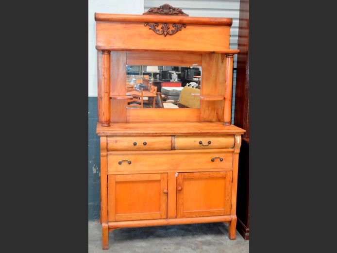 YELLOWWOOD 2-DOOR, 2-DRAWER DRESSER WITH MIRROR, 122 x 53 x 200cm [Handle to 1 drawer needed]