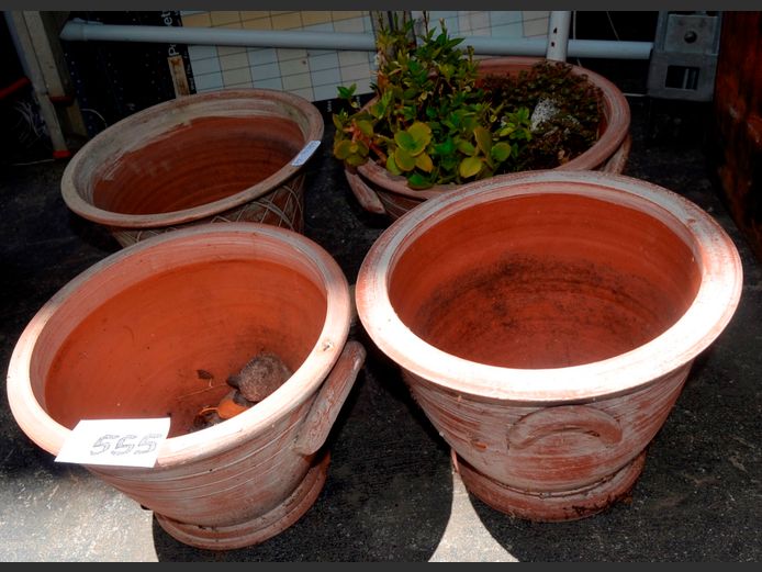 SET OF 4 TERRACOTTA PLANTERS, 27cm Diameter x 18cm High
