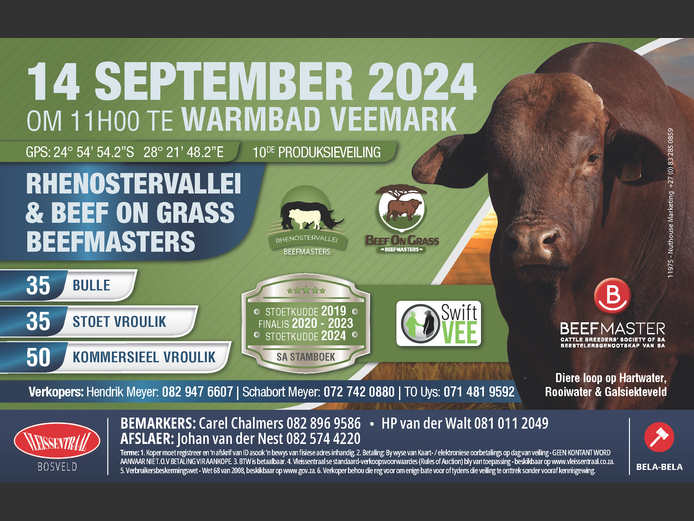 RHENOSTERVALLEI & BEEF ON GRASS 10DE PRODUKSIEVEILING 