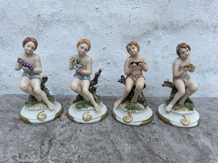Capodimonte "Four Seasons" Cherub Porcelain Figurines by Maria Angela