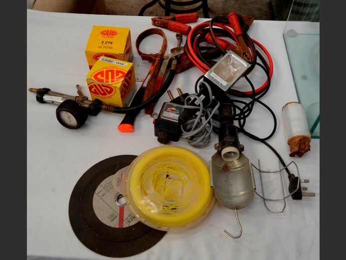 JUMPER CABLES, LEAD LIGHT, BATTERY TESTER, FILTERS, etc [Untested]