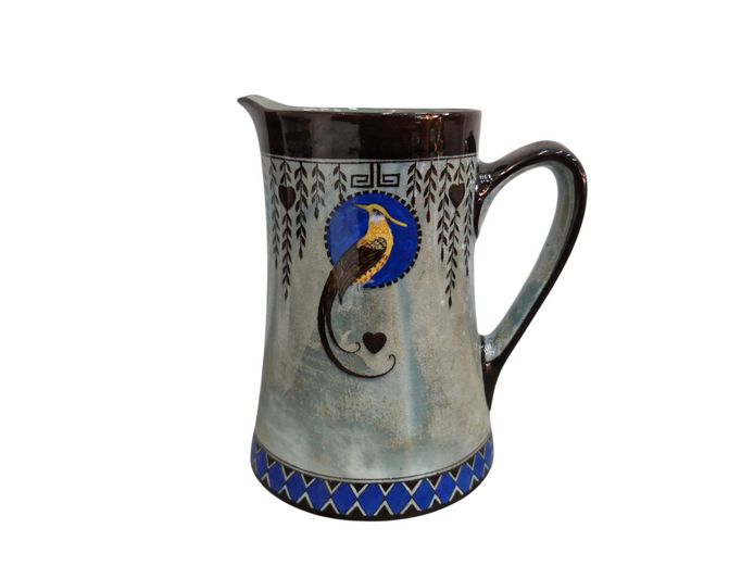 Art Deco Era Royal Doulton Titanian Bird of Paradise Ceramic Pitcher