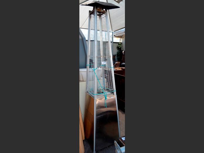 STAINLESS STEEL GAS PATIO HEATER, 52 x 52 x 220cm [Untested, needs glass tube]