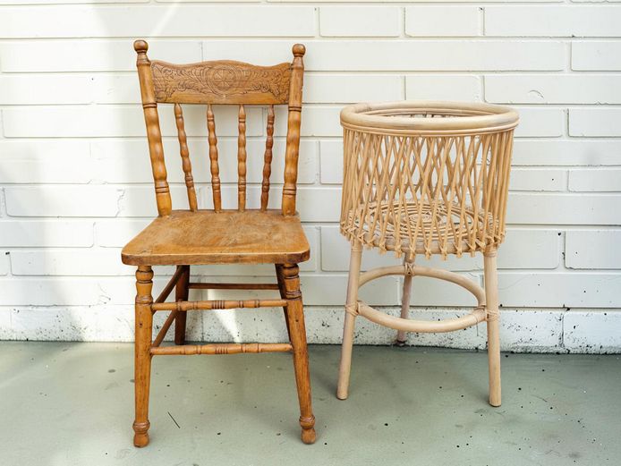 Large Rattan Cross Weaved Standing Planter (73cm)