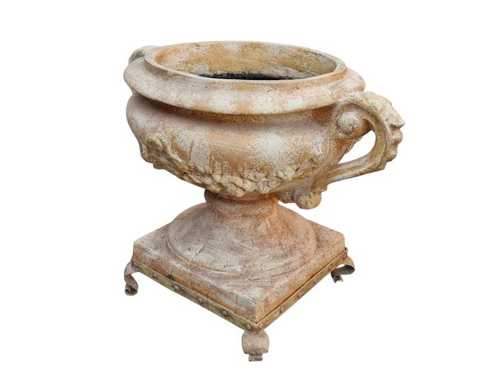 Large Cemcrete Urn Planter on Steel Footed Frame