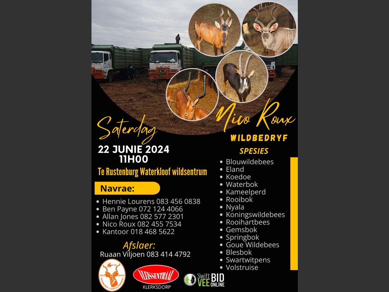 NICO ROUX WILD VEILING | SwiftVEE | South Africa’s Leading Online ...