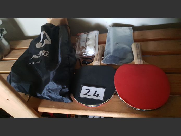 SPALDING TABLE TENNIS NET & PADDLES, etc