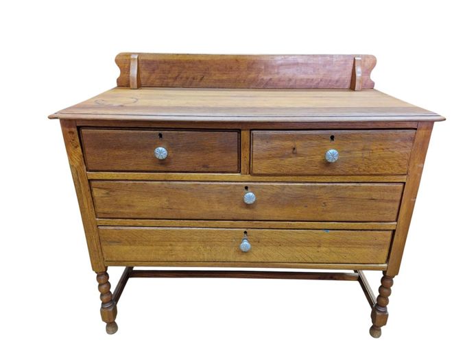 Antique English Oak Barley Twist Chest of Drawers