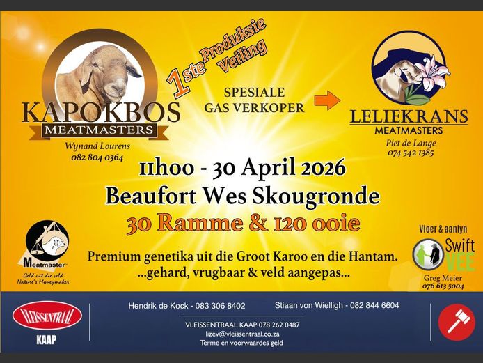 KAPOKBOS  MEATMASTERS 1STE PRODUKSIEVEILING