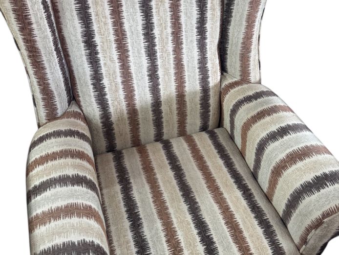 Striped Wingback Chair 
