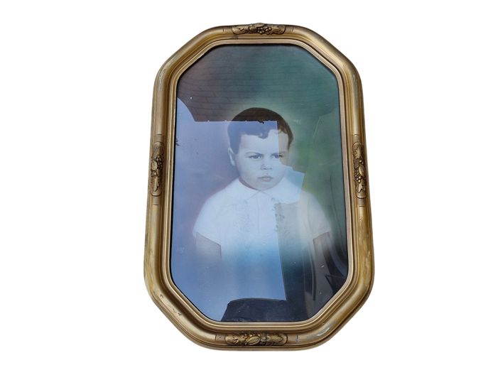 Early 20th Century Picture Frame with Convex Glass