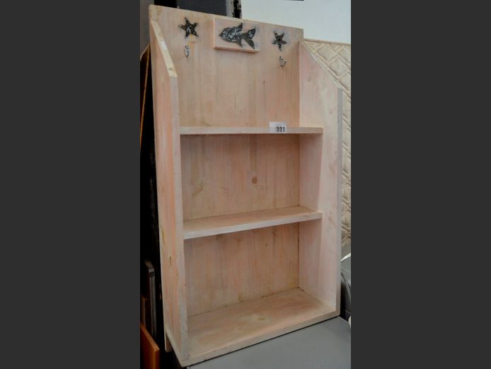 WHITE PAINTED WALL MOUNT 3-TIER SHELF, 61 x 24 x 111cm