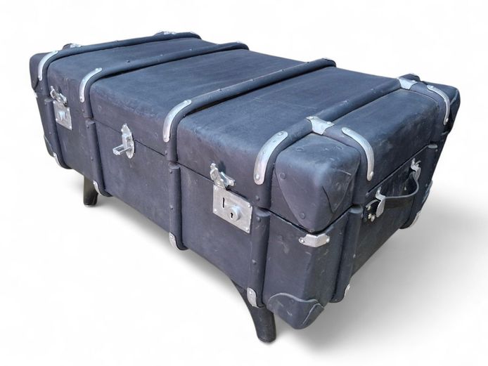 Large Antique Steam Trunk on Decorative Feet