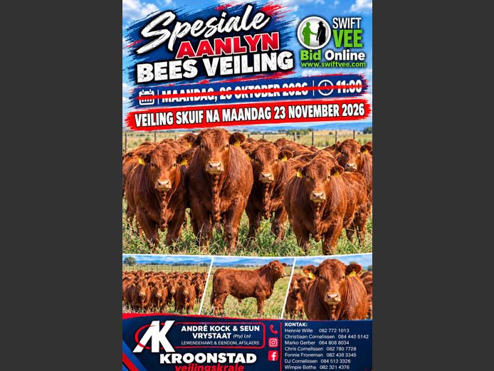 ANDRE KOCK & SEUN VRYSTAAT SPESIALE BEES AANLYNVEILING