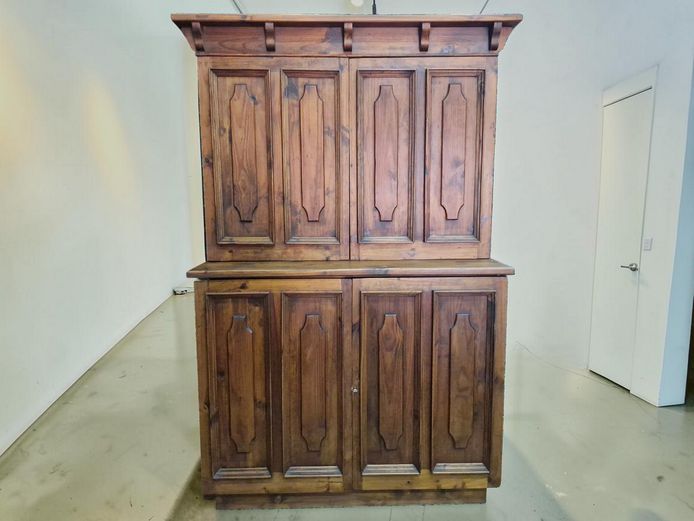 Large Gothic Revival Style Solid Wood Home Bar Cabinet