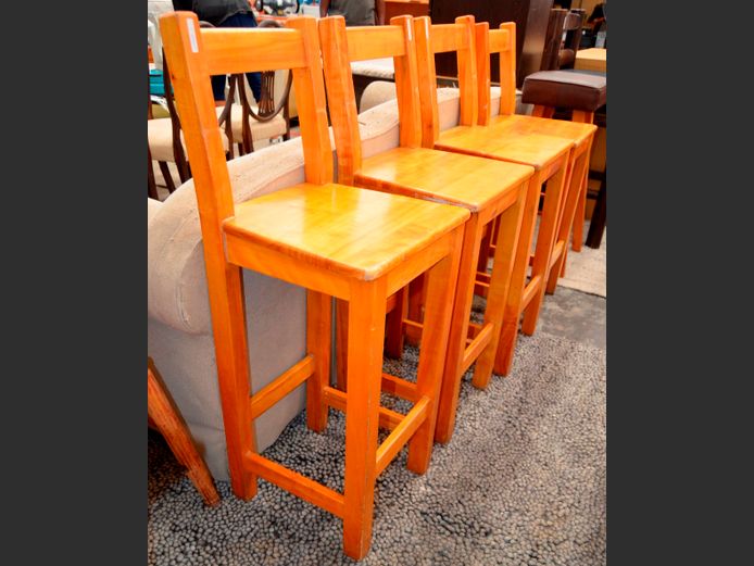 SET OF 4 PINE BAR CHAIRS [Scratched & damaged]