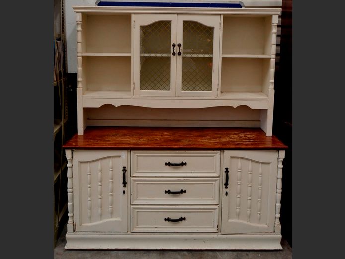 WHITE PAINTED 4-DOOR, 3-DRAWER WELSH DRESSER, 154 x 47 x 173cm