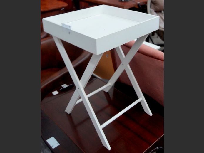 WHITE BUTLER'S TRAY, 40 x 40 x 59cm