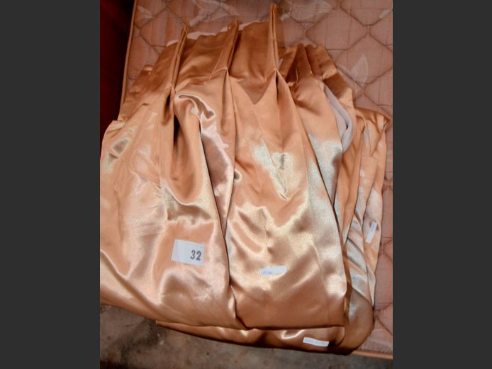 PAIR GOLD LINED CURTAINS