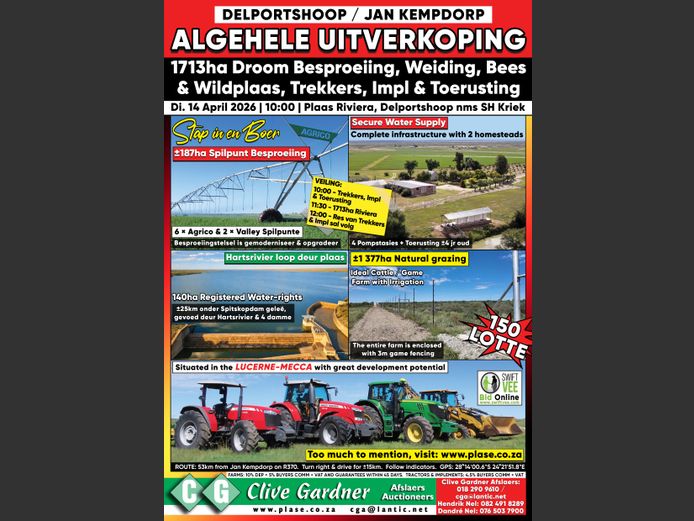 TOTAL DISPERSAL SALE: 1713HA FARM RIVIERA, TRACTORS & IMPLEMENTS