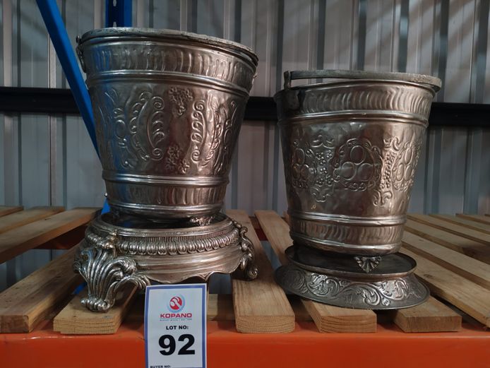 2 x Antique Ice Buckets with Stands (STC)