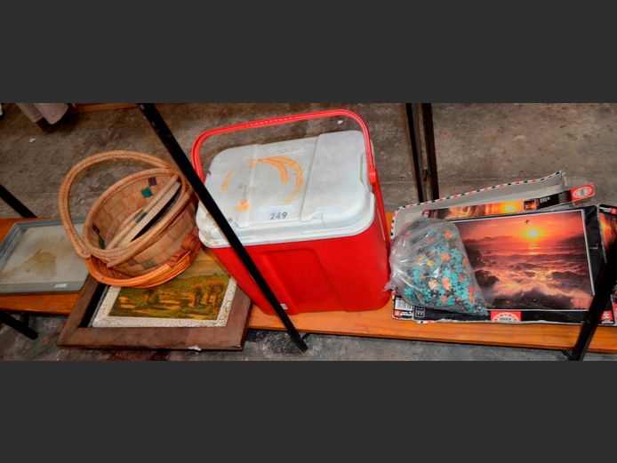 COOLER BOX, WOVEN BASKETS, PUZZLE, etc